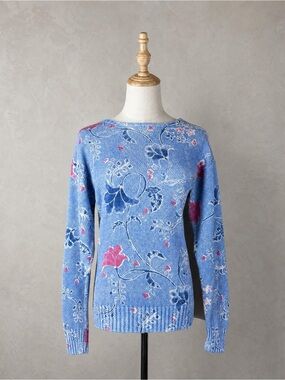 Ralph Lauren Blue Label c. 1985 Crewneck Neck Sweater Bluebell Floral | M